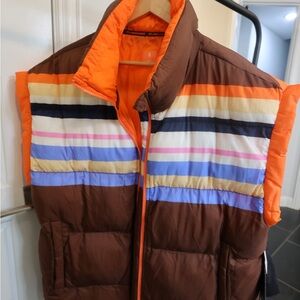 Free People Multicolor Striped Puffer Jacket